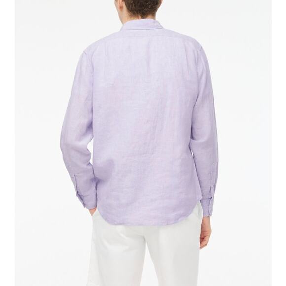 J.Crew Classic Fit Linen Shirt Mens M Purple Button Up Long Sleeve Lightweight - Picture 2 of 10